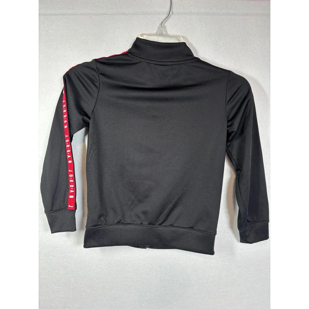 Jordan Kids Black Full Zip Track Jacket Red Tape Logo Jumpman Size 6 5-6Yrs